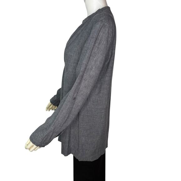 Eileen Fisher Cotton / Linen Blend Blue Chambray Tunic Top sz M - Picture 3 of 8